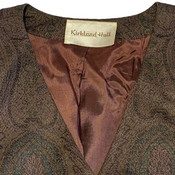 Vintage 70s Kirkland Hall Midi Skirt Suit Short Blazer Sz 14 Brown Paisley Retro - Picture 3 of 12